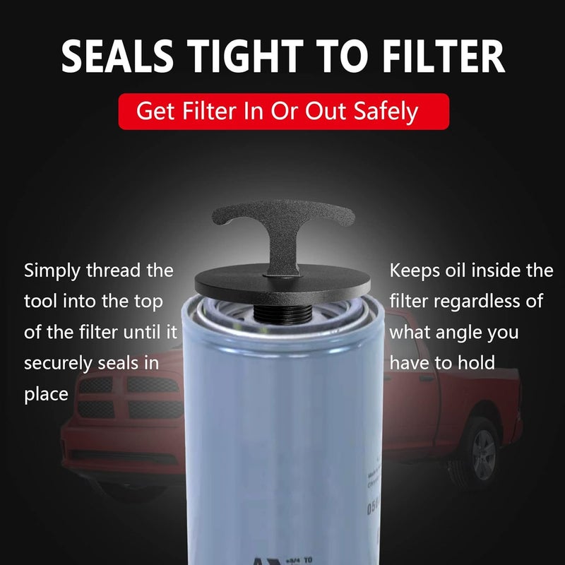 minlen Oil Filter Plug Tool, Aluminum Alloy Oil Filter Cap Off Tool for Dodge Ram 2500, 3500, 4500, 5500 Cummins 05083285aa Mo285 Turbo Diesel 5.7l 6.4l 6.7l (Black) - Image 2